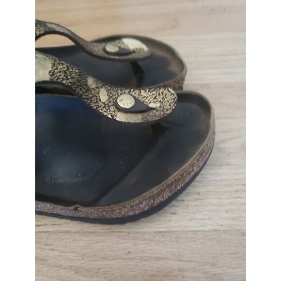 Birkenstock Gizeh Thong Sandal Sz 9/9.5 EU 40 Womens Metallic Gold Brown - Picture 9 of 14